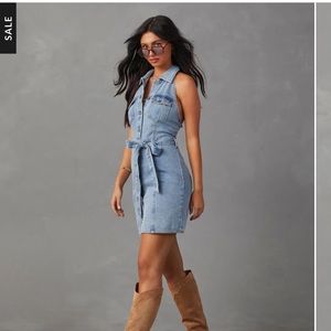 Vici denim halter tank dress small